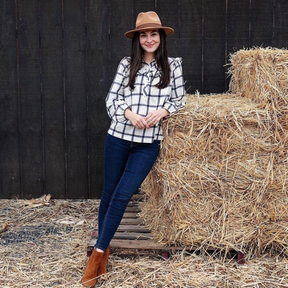 J. Crew Windowpane Flannel Poet Blouse